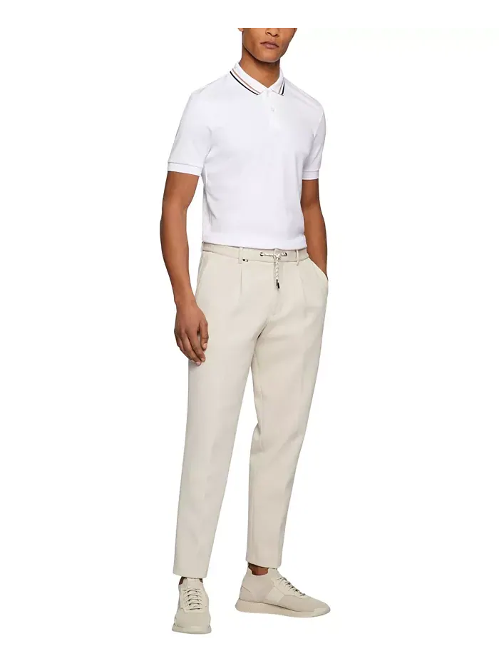 Мужская поло с воротником и полосками, Slim-Fit Hugo Boss — изображение 7 из 7, белый