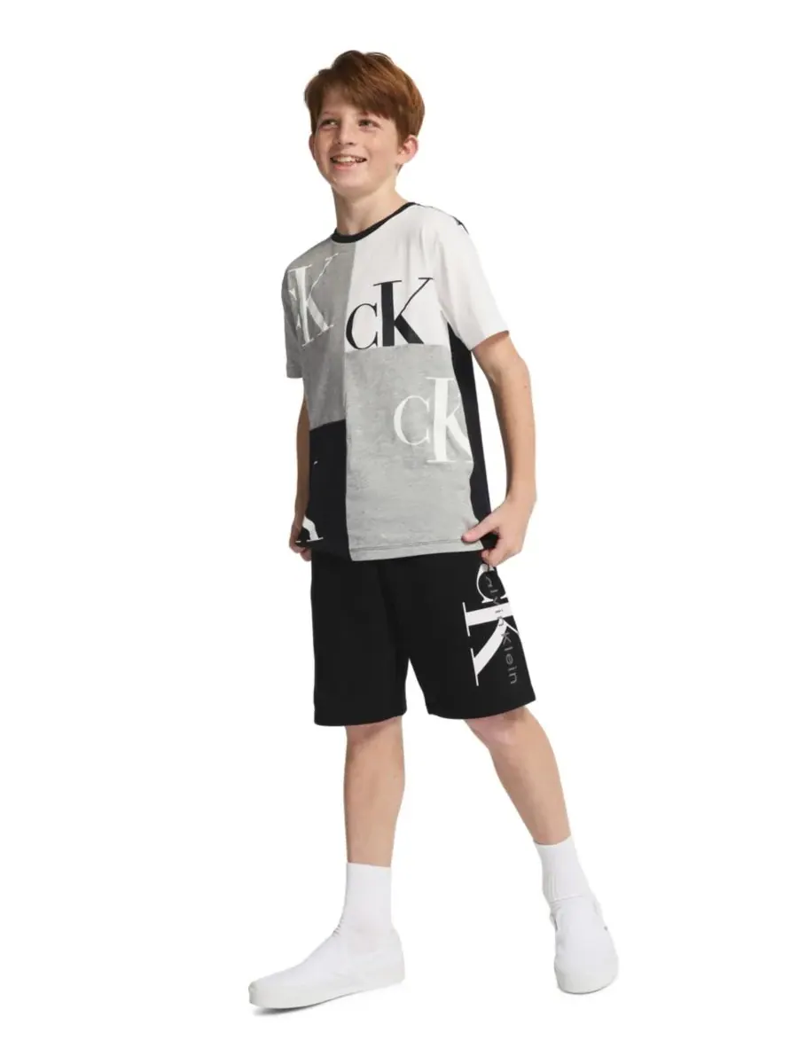 Детские шорты CK Graphic Knit Pull-On Shorts (размер 8-20) из трикотажа с графическим принтом — изображение 1 из 7, черный