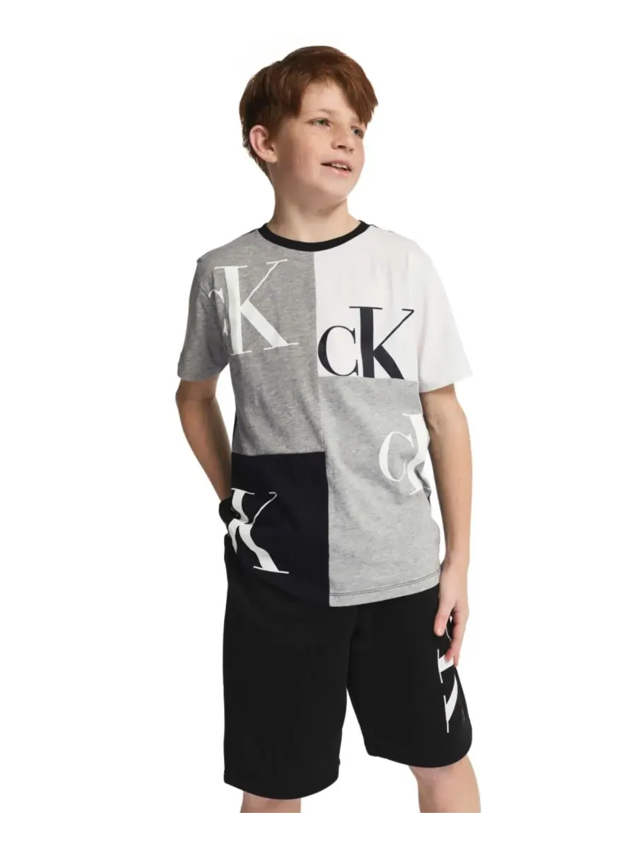Детские шорты CK Graphic Knit Pull-On Shorts (размер 8-20) из трикотажа с графическим принтом — изображение 2 из 7, черный