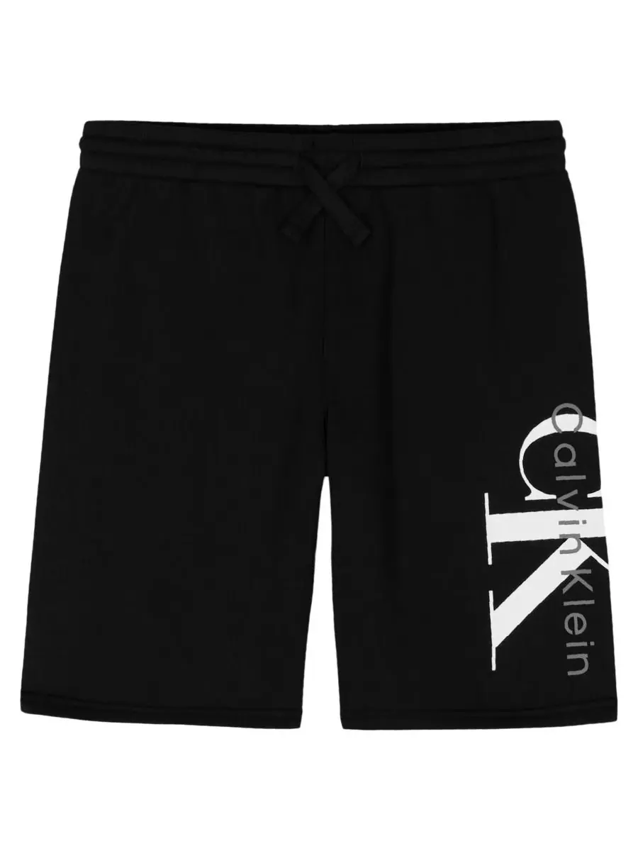 Детские шорты CK Graphic Knit Pull-On Shorts (размер 8-20) из трикотажа с графическим принтом — изображение 4 из 7, черный