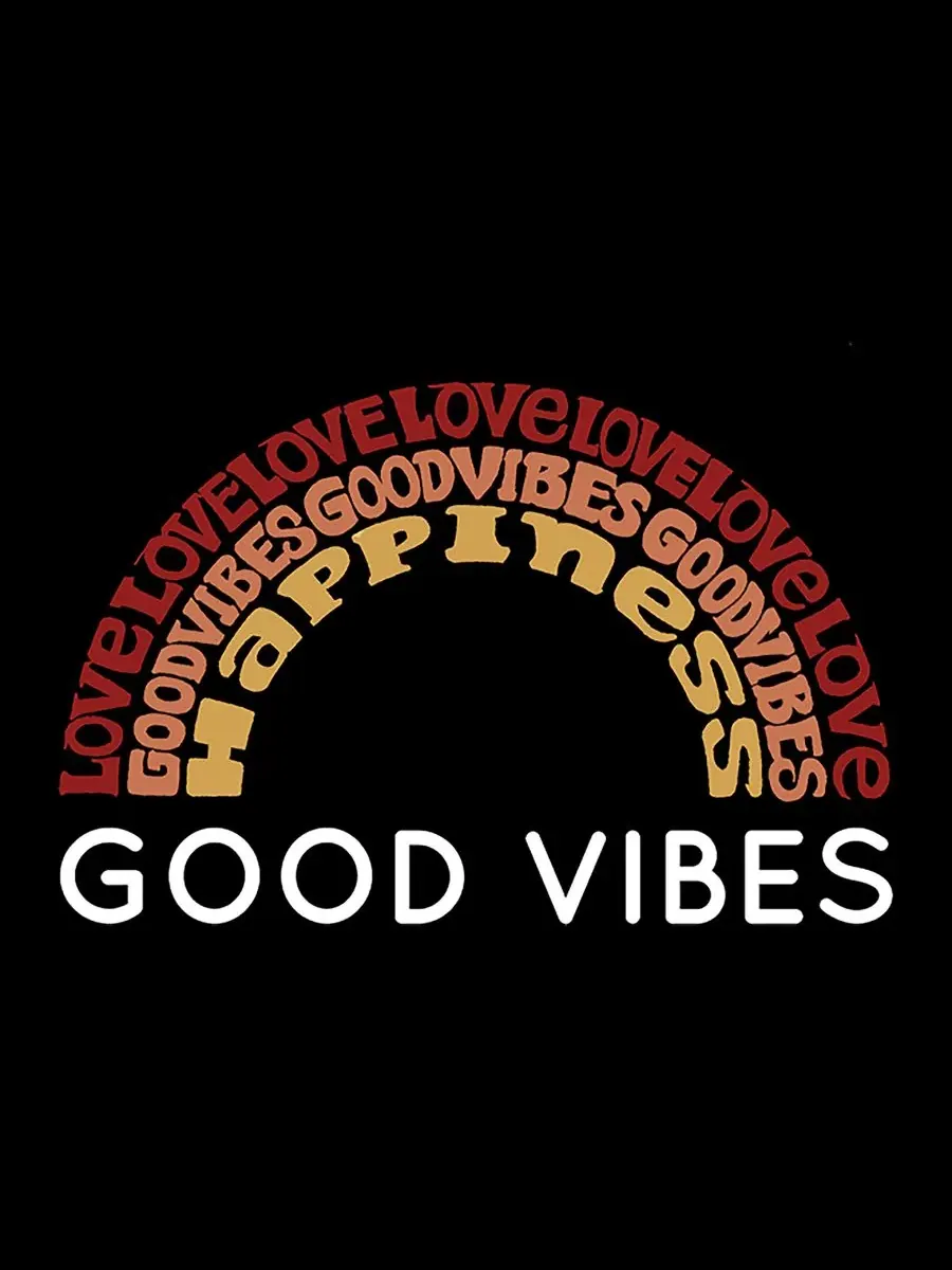 Футболка больших размеров с надписью «Good Vibes» LA Pop Art — изображение 2 из 3, черный