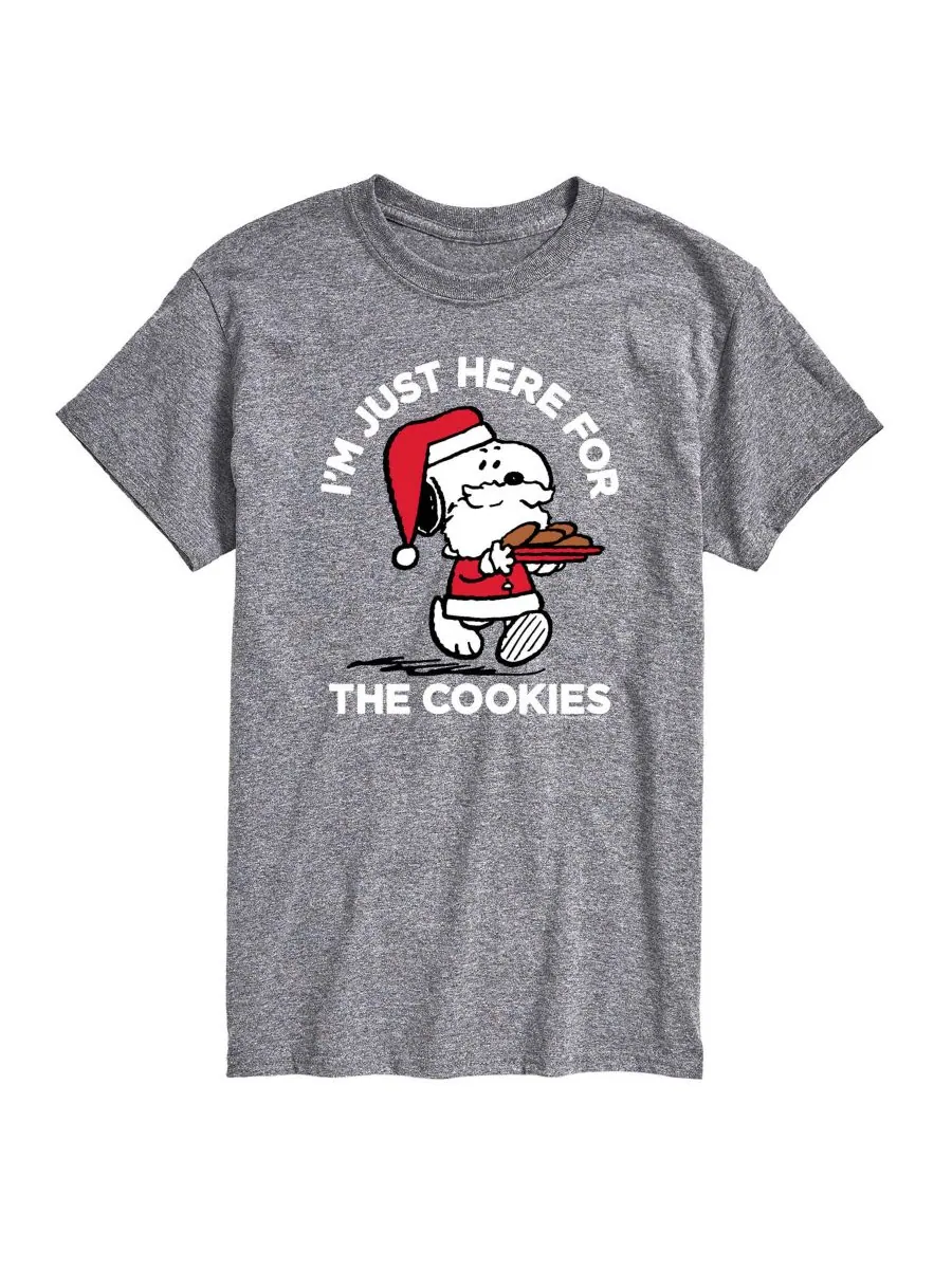 Мужская футболка с коротким рукавом Peanuts Santa Snoopy I'M Just Here for the Cookies AIRWAVES — изображение 1 из 3