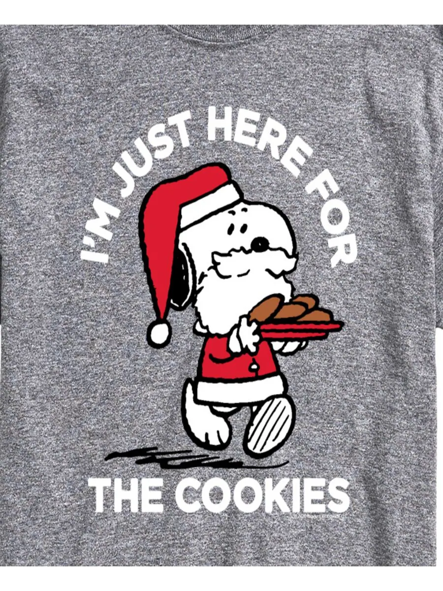 Мужская футболка с коротким рукавом Peanuts Santa Snoopy I'M Just Here for the Cookies AIRWAVES — изображение 3 из 3