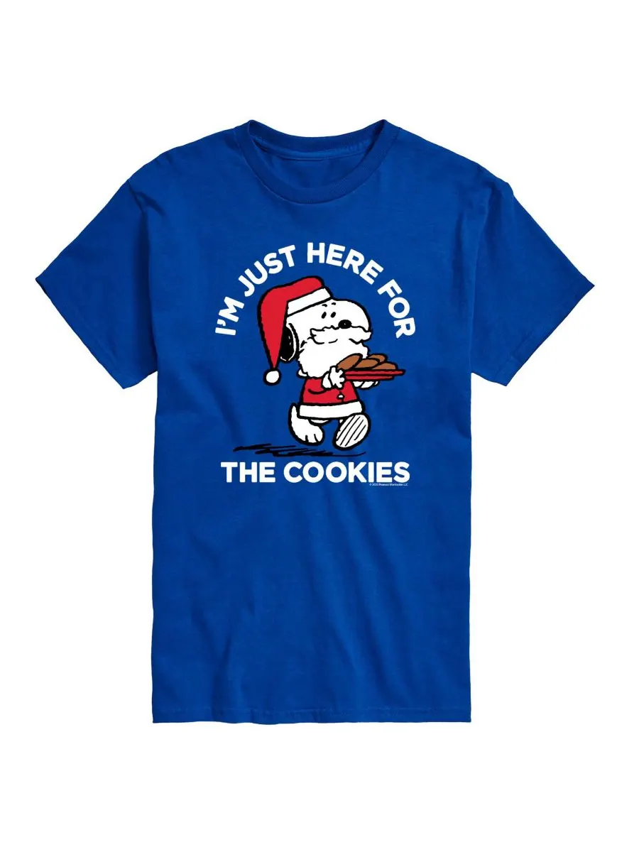Мужская футболка с коротким рукавом Peanuts Santa Snoopy I'M Just Here for the Cookies AIRWAVES — изображение 1 из 3, синий