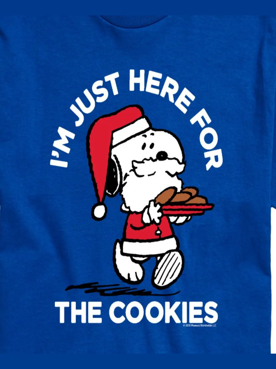 Мужская футболка с коротким рукавом Peanuts Santa Snoopy I'M Just Here for the Cookies AIRWAVES — изображение 3 из 3, синий