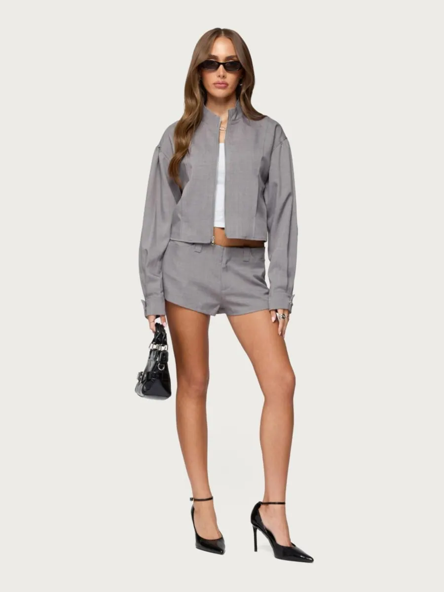 Женские шорты Roshelle Tailored Micro Shorts Edikted — изображение 5 из 5, светлый-серый
