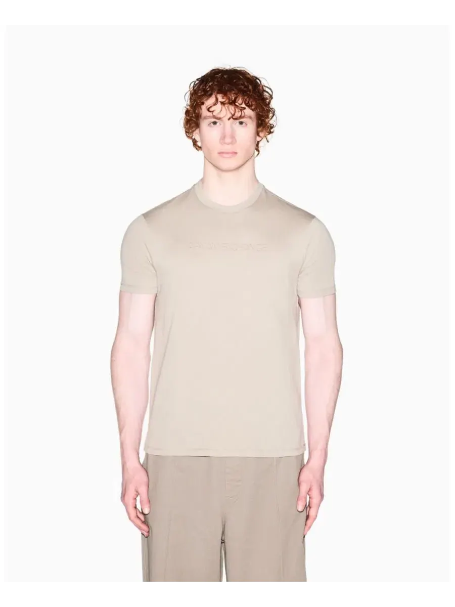 Мужская футболка IBIZA X с тональным логотипом A|X Armani Exchange — изображение 2 из 5, бежевый