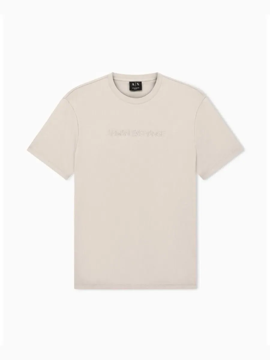 Мужская футболка IBIZA X с тональным логотипом A|X Armani Exchange — изображение 4 из 5, бежевый