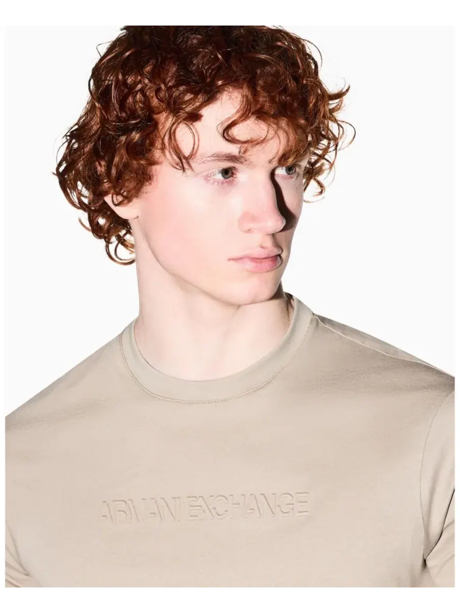Мужская футболка IBIZA X с тональным логотипом A|X Armani Exchange — изображение 5 из 5, бежевый