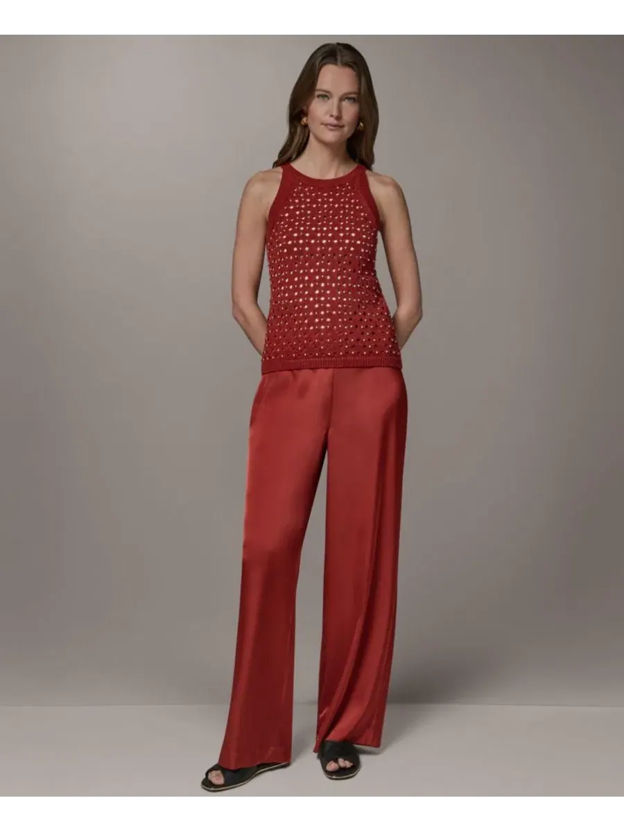 Свитер без рукавов с блестками Donna Karan New York — изображение 2 из 8, коричневый