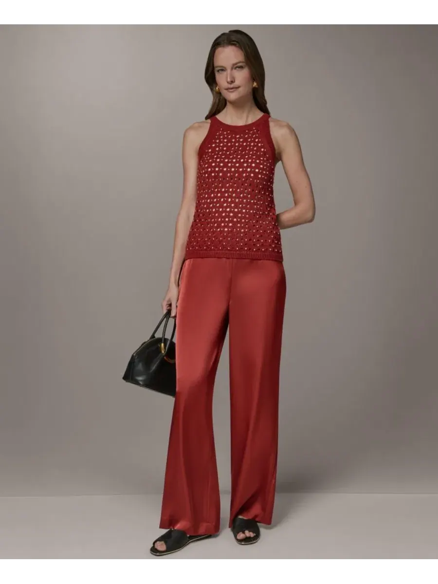 Свитер без рукавов с блестками Donna Karan New York — изображение 6 из 8, коричневый