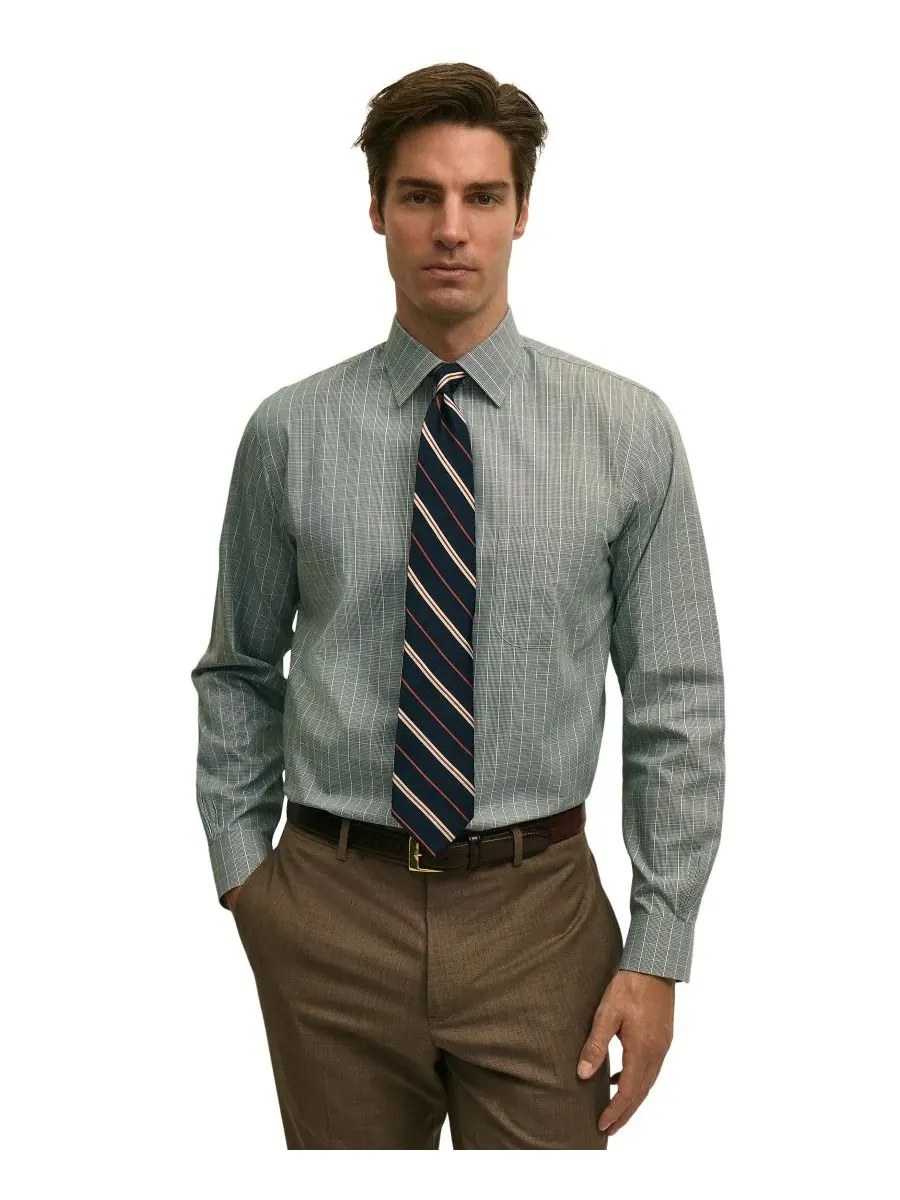 Рубашка с воротником-эйсли и манжетами с плиссировкой B By Brooks Brothers — зеленый