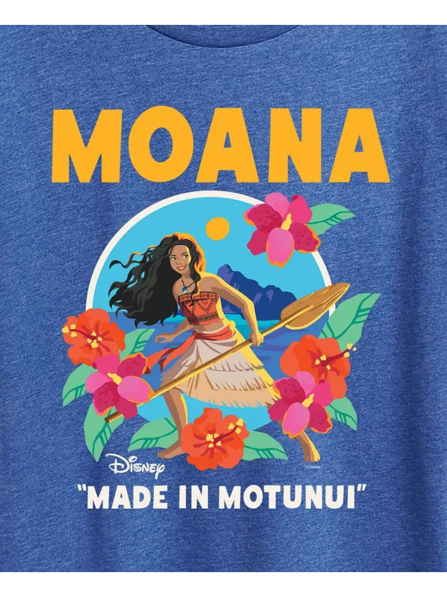 Футболка с принтом Moana Made in Motunui, Plus Size Hybrid Apparel — изображение 3 из 3, синий