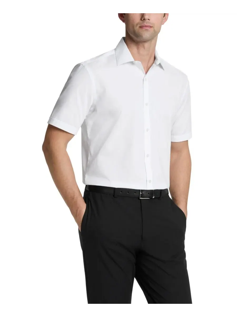 Мужская рубашка с коротким рукавом, слим-фит, с отложным воротником Van Heusen — изображение 1 из 3, белый
