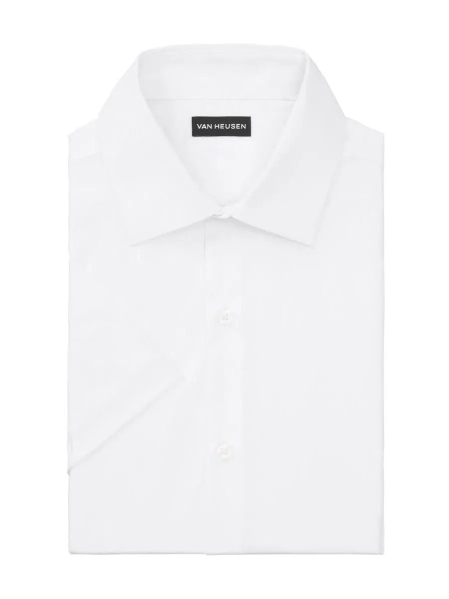 Мужская рубашка с коротким рукавом, слим-фит, с отложным воротником Van Heusen — изображение 3 из 3, белый