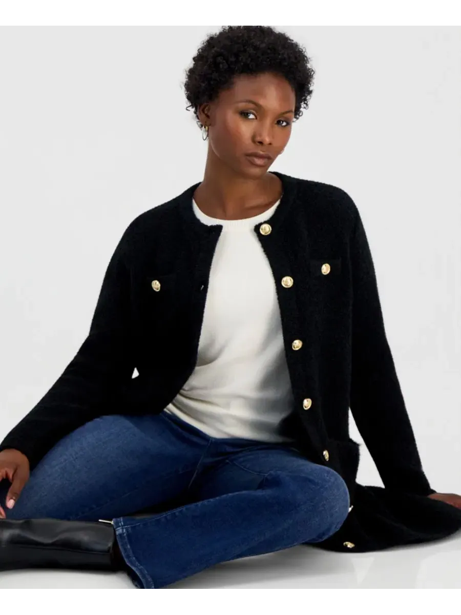 Кардиган из букле с пуговицами Petite Bouclé Button-Front Cardigan I.N.C. International Concepts — изображение 3 из 6