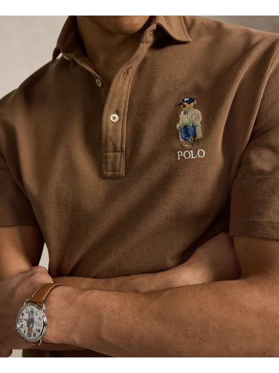 Классическая поло с Polo Bear из хлопка Polo Ralph Lauren — изображение 3 из 5, коричневый-коричневый