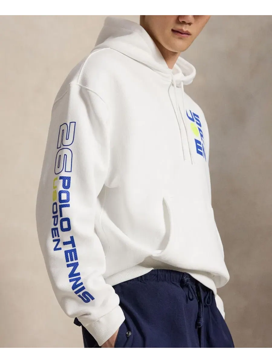 Худи мужское из футера с графикой US Open 26 Polo Ralph Lauren — изображение 3 из 6, белый