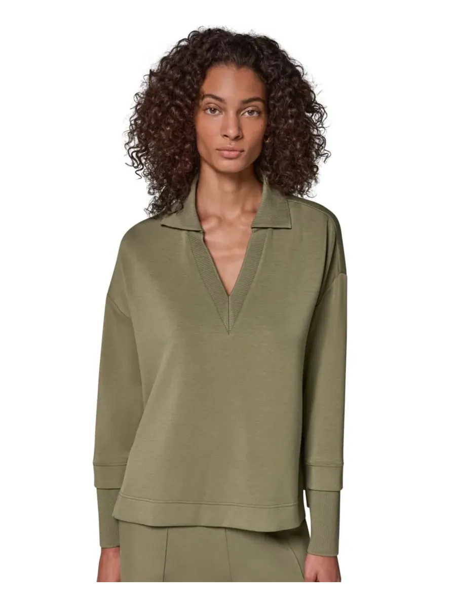 Туника-свитер с длинным рукавом и V-образным вырезом Jet Setter Donna Karan Weekend — изображение 1 из 8, шалфейный