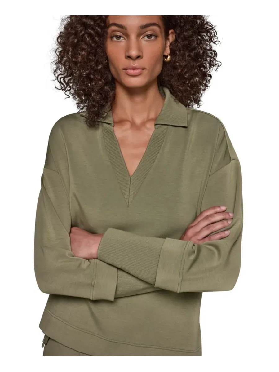 Туника-свитер с длинным рукавом и V-образным вырезом Jet Setter Donna Karan Weekend — изображение 7 из 8, шалфейный