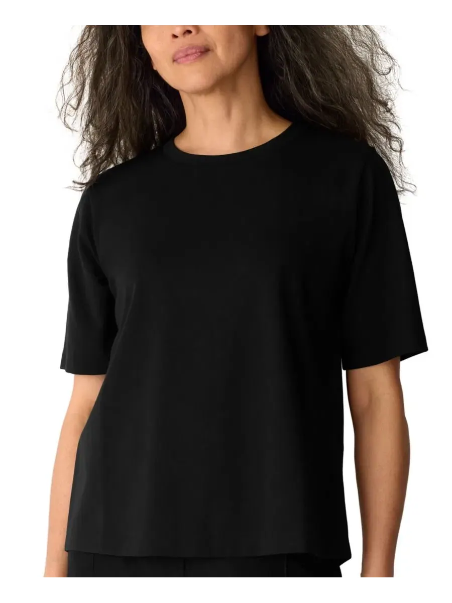 Футболка с коротким рукавом, модель Extra-Fine Ponte Crewneck Eileen Fisher — изображение 1 из 12, черный