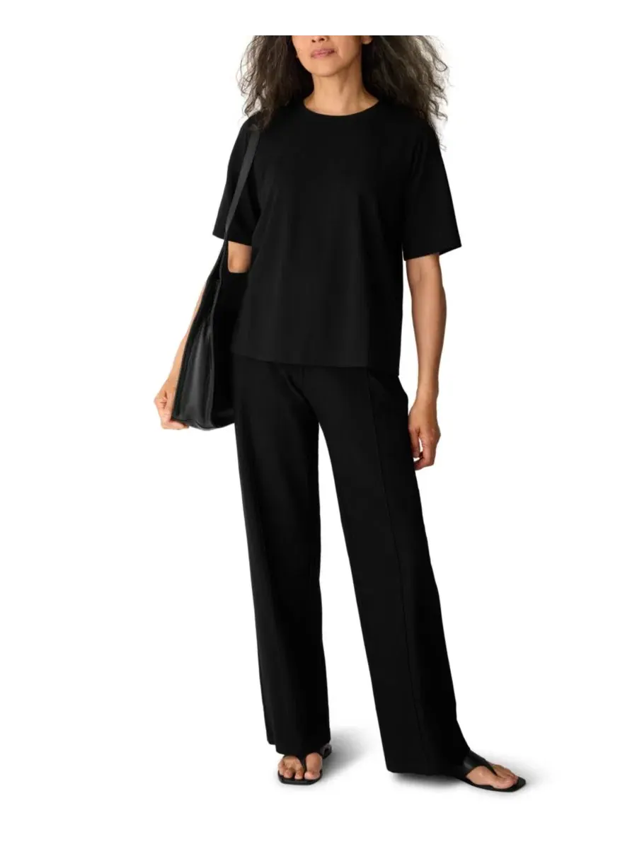 Футболка с коротким рукавом, модель Extra-Fine Ponte Crewneck Eileen Fisher — изображение 2 из 12, черный