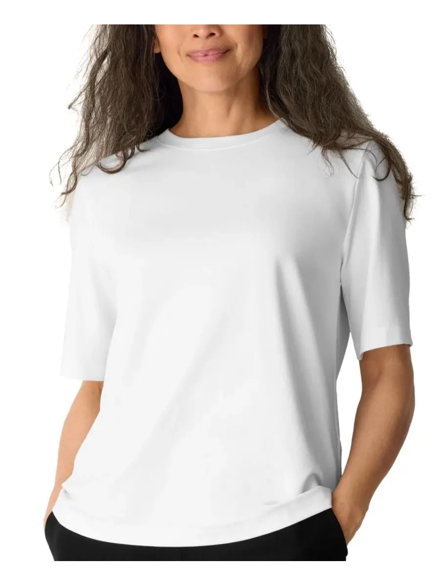 Футболка с коротким рукавом и округлым вырезом Eileen Fisher — изображение 1 из 12, белый