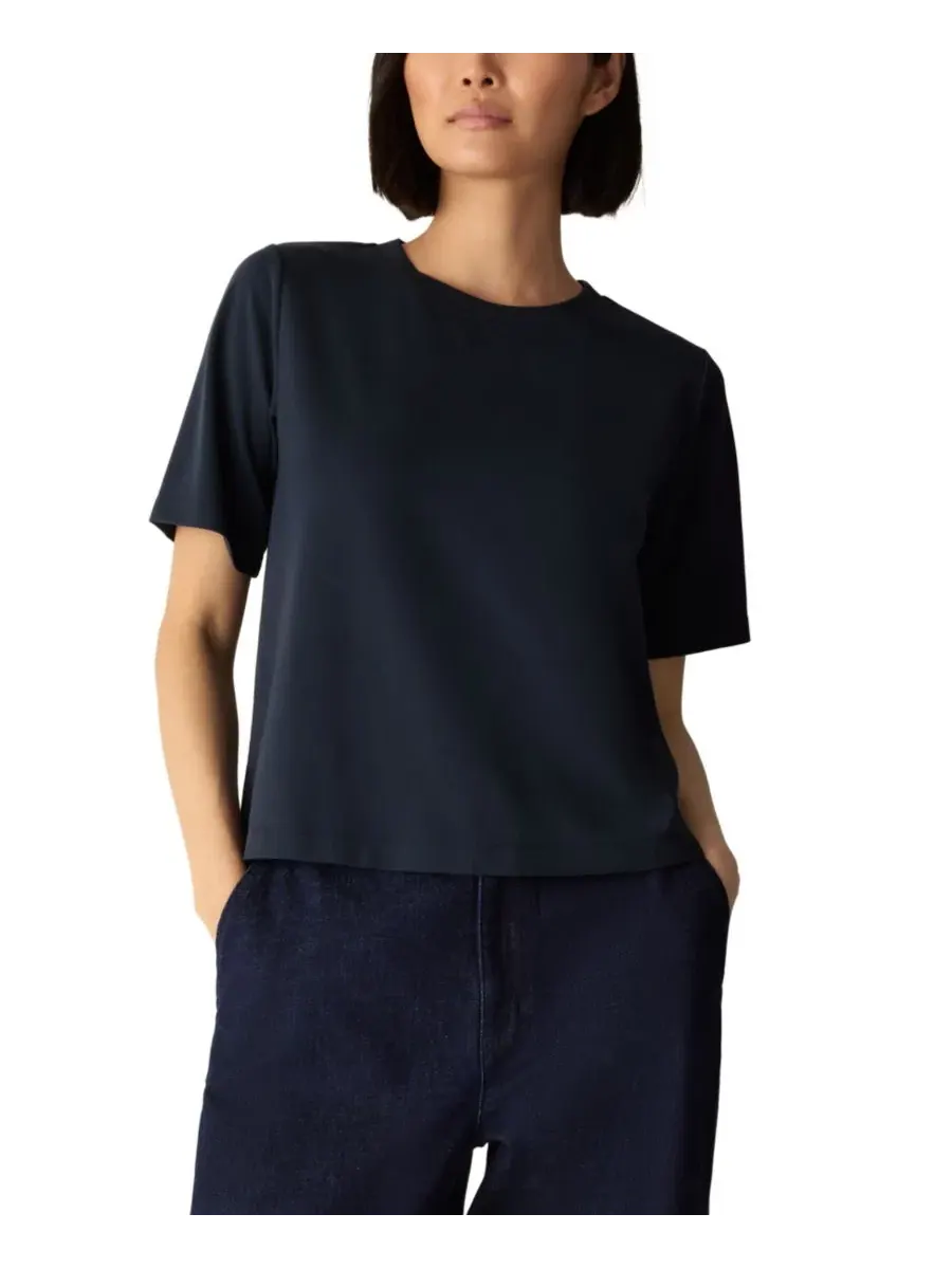 Футболка с коротким рукавом и округлым вырезом Eileen Fisher — изображение 6 из 12, белый