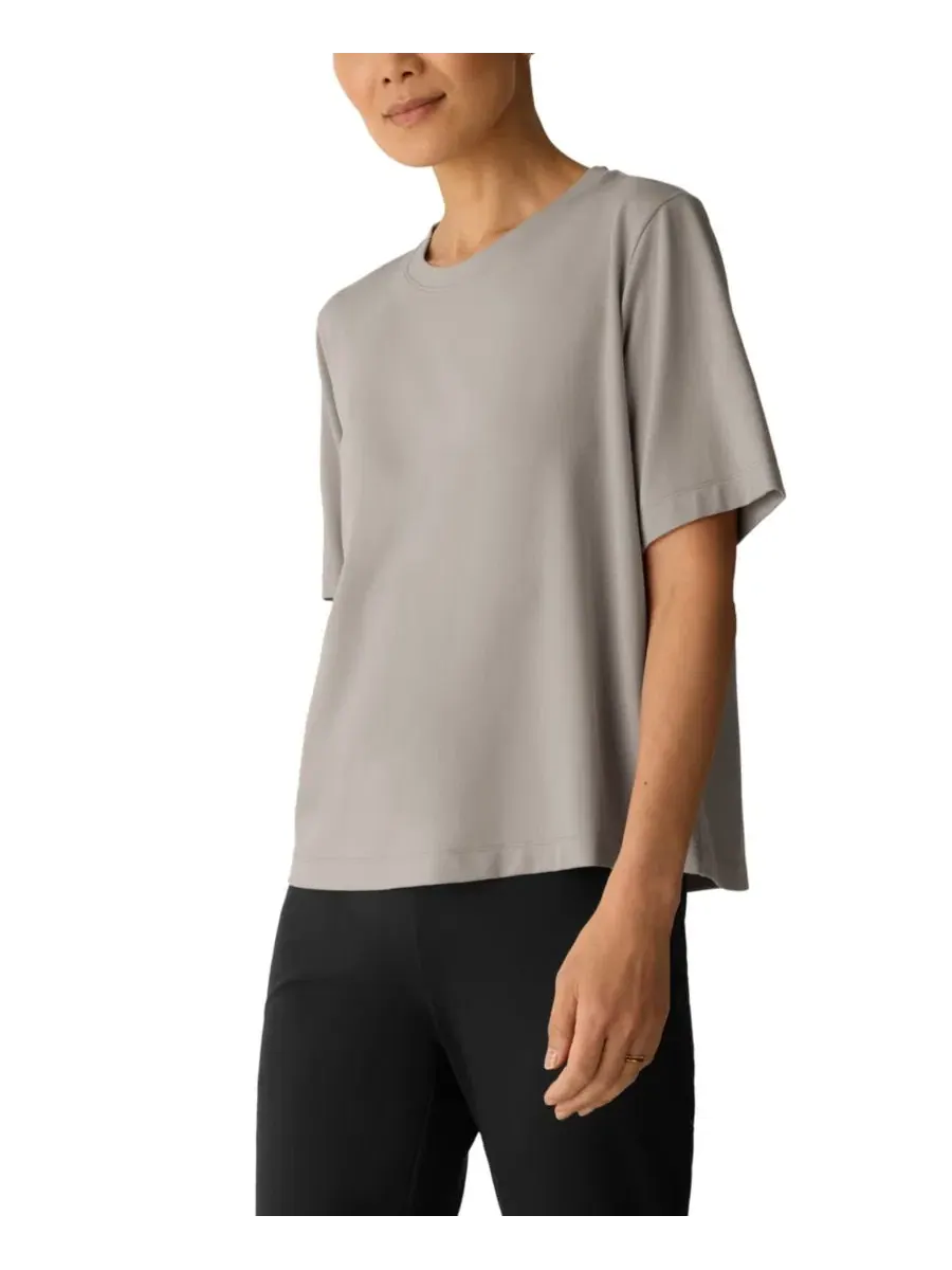 Футболка с коротким рукавом и округлым вырезом Eileen Fisher — изображение 9 из 12, белый