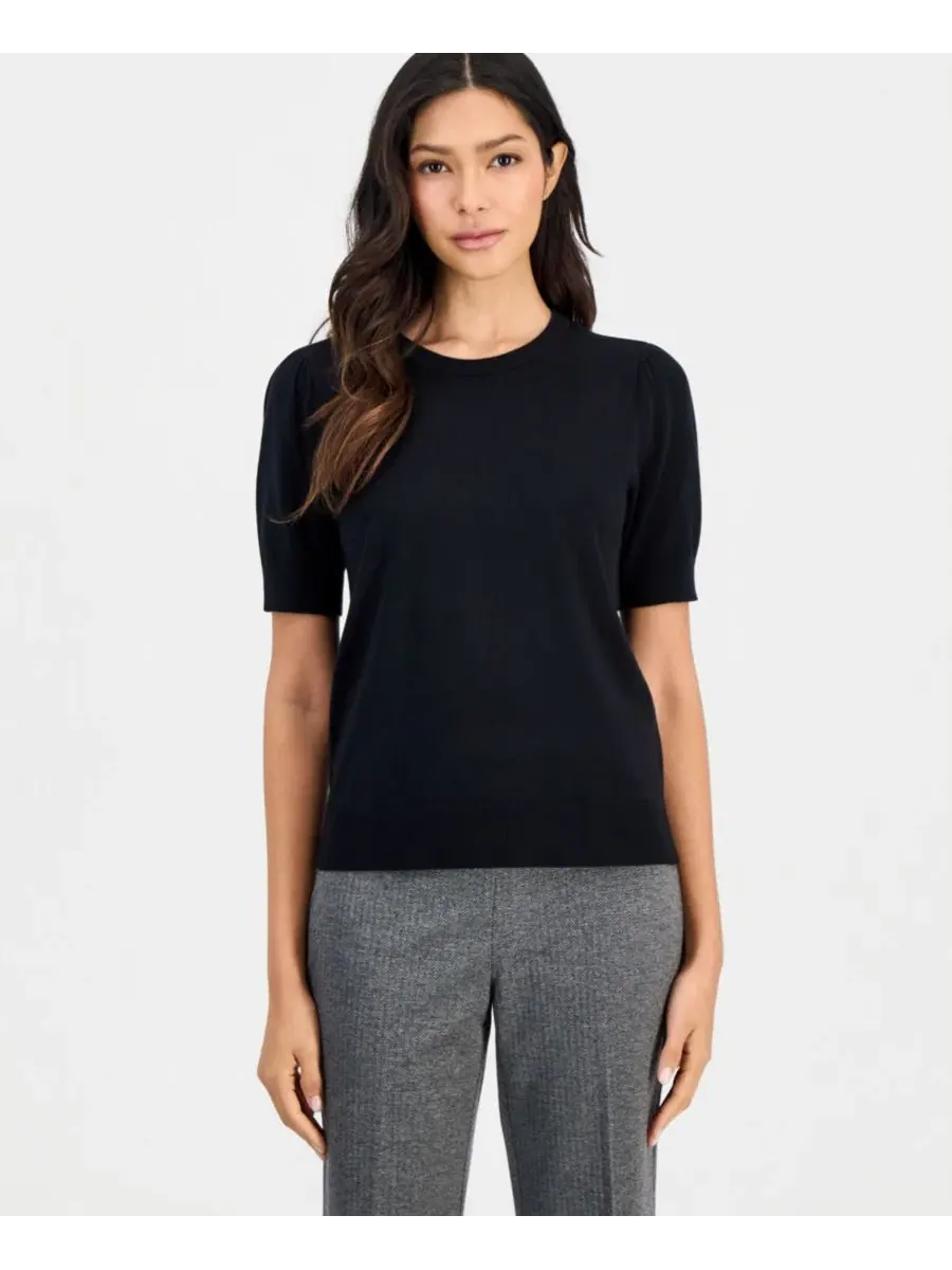 Свитер с коротким рукавом-фонарик Anne Klein Essentials — изображение 1 из 4, черный
