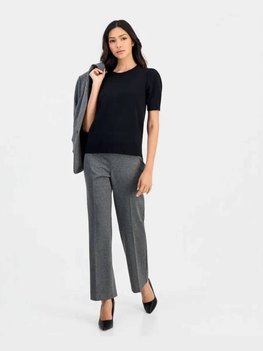 Свитер с коротким рукавом-фонарик Anne Klein Essentials — изображение 4 из 4, черный