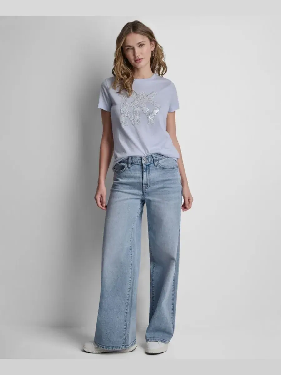 Футболка женская с коротким рукавом, с пайетками DKNY Jeans — изображение 2 из 5
