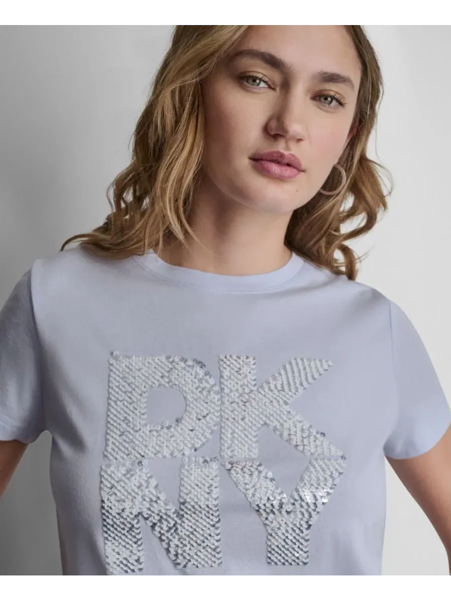 Футболка женская с коротким рукавом, с пайетками DKNY Jeans — изображение 3 из 5