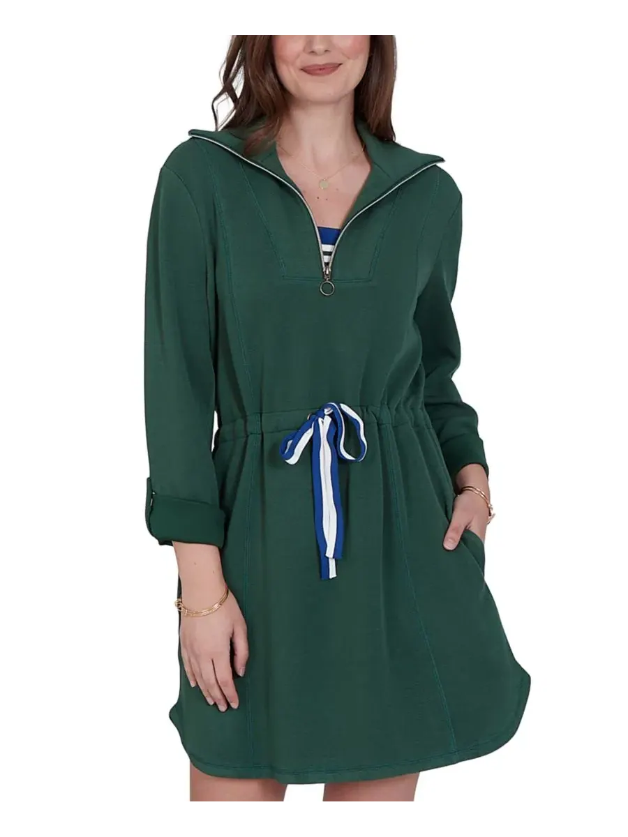 Платье с завязкой на талии и отделкой полосками Petite Stripe Trim Drawstring Waist Dress Ruby Rd.