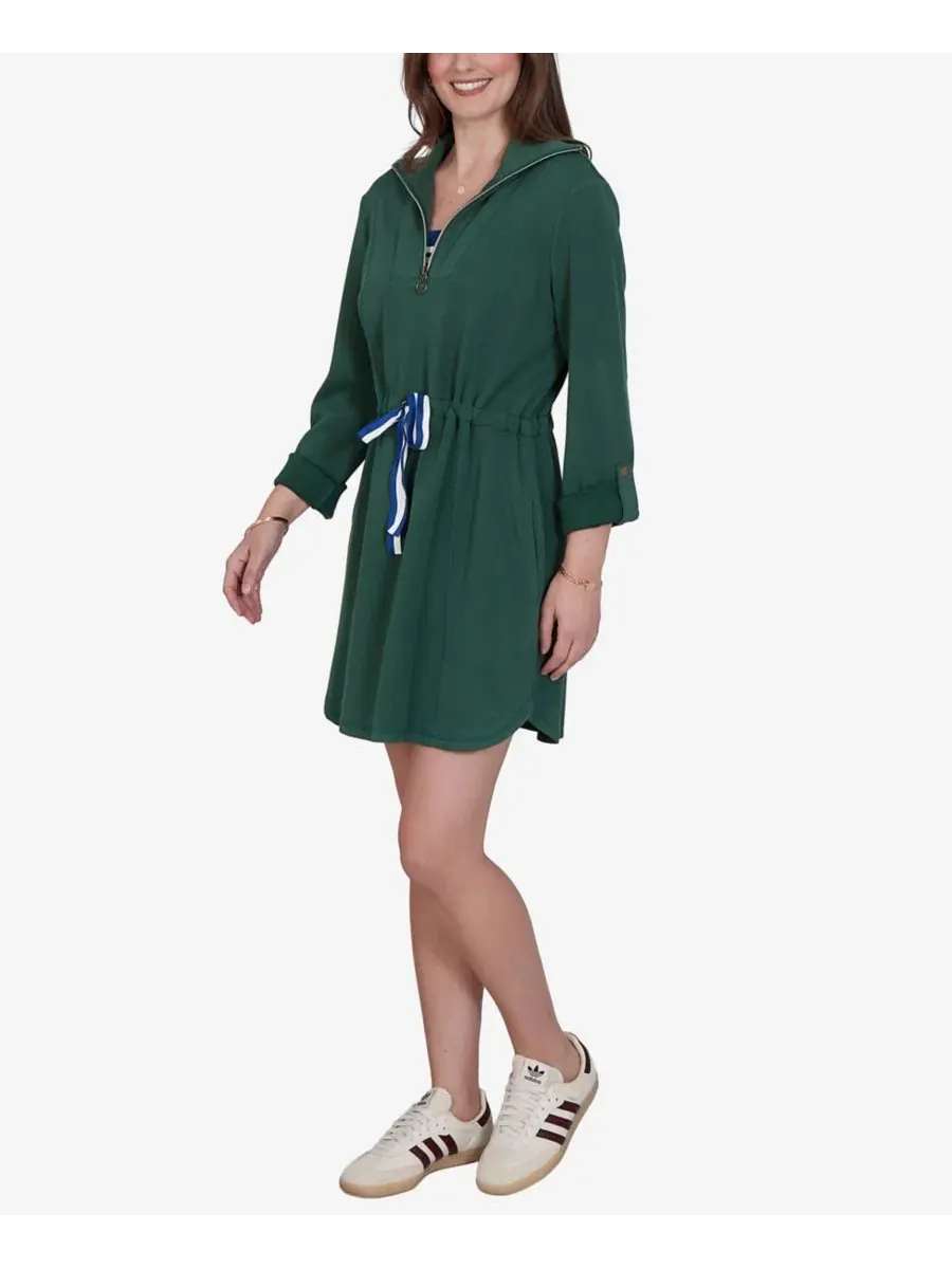 Платье с завязкой на талии и отделкой полосками Petite Stripe Trim Drawstring Waist Dress Ruby Rd. — изображение 2 из 5