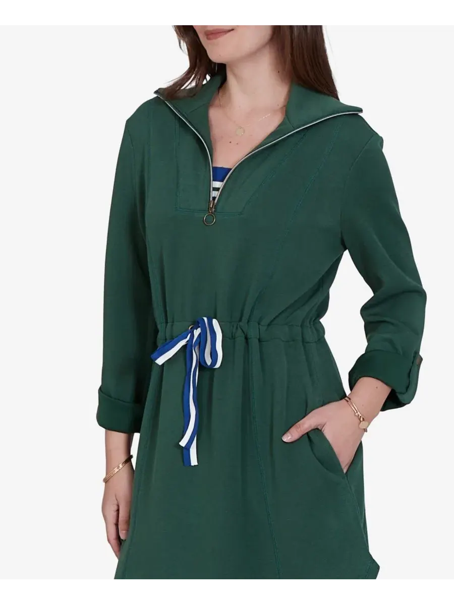 Платье с завязкой на талии и отделкой полосками Petite Stripe Trim Drawstring Waist Dress Ruby Rd. — изображение 4 из 5