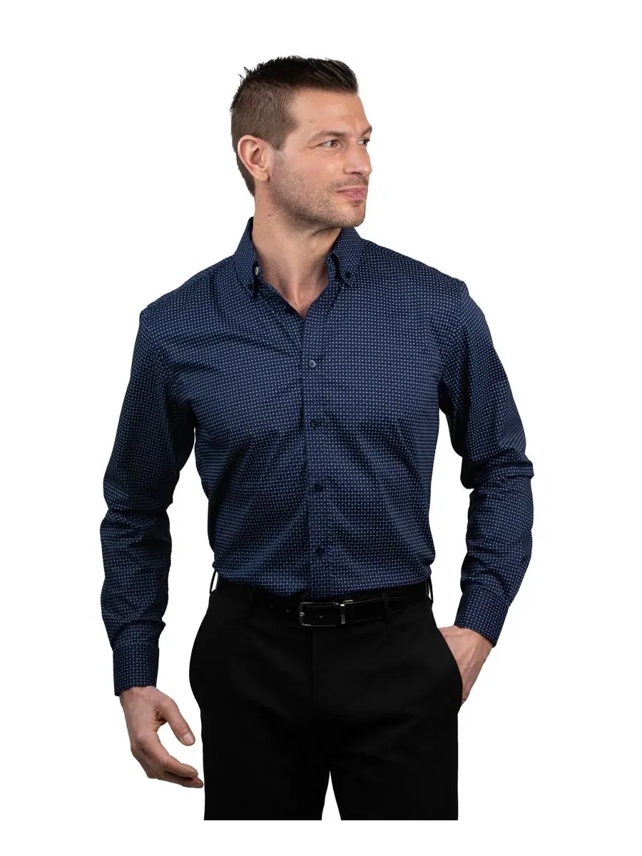 Рубашка классическая с воротником-стойкой, с длинным рукавом Ben Sherman — синий
