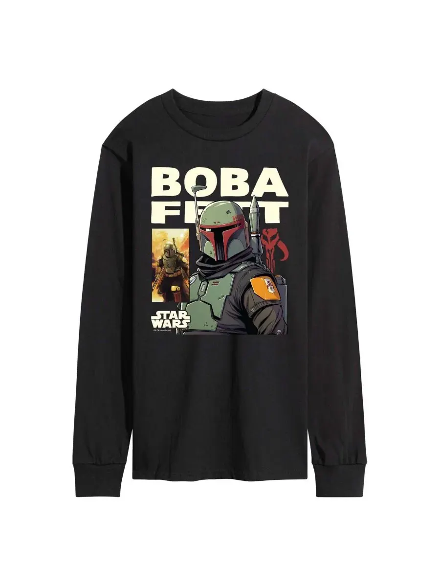 Футболка с длинным рукавом с принтом Boba Fett Comic AIRWAVES — изображение 1 из 3, черный