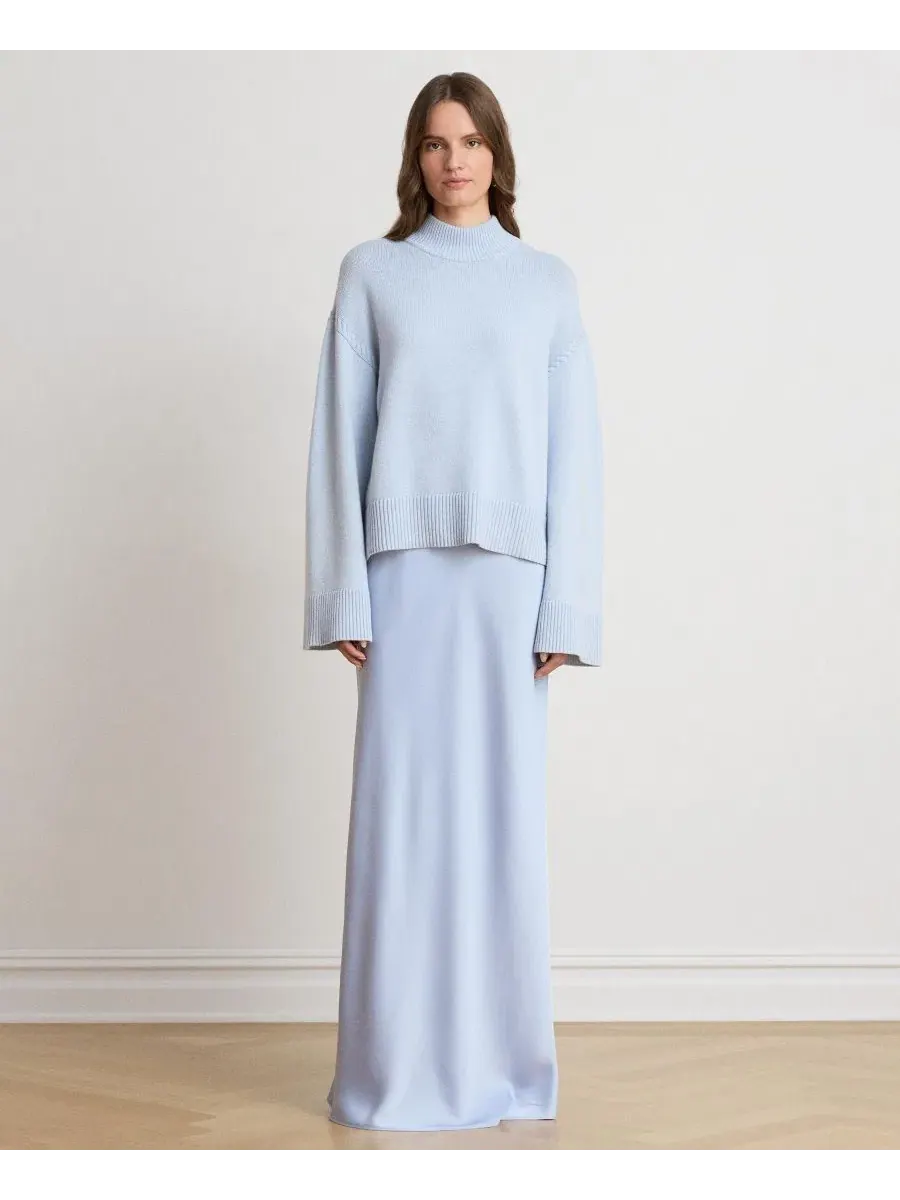 Юбка-макси из атласа A-силуэта Lauren Ralph Lauren — изображение 2 из 7, синий