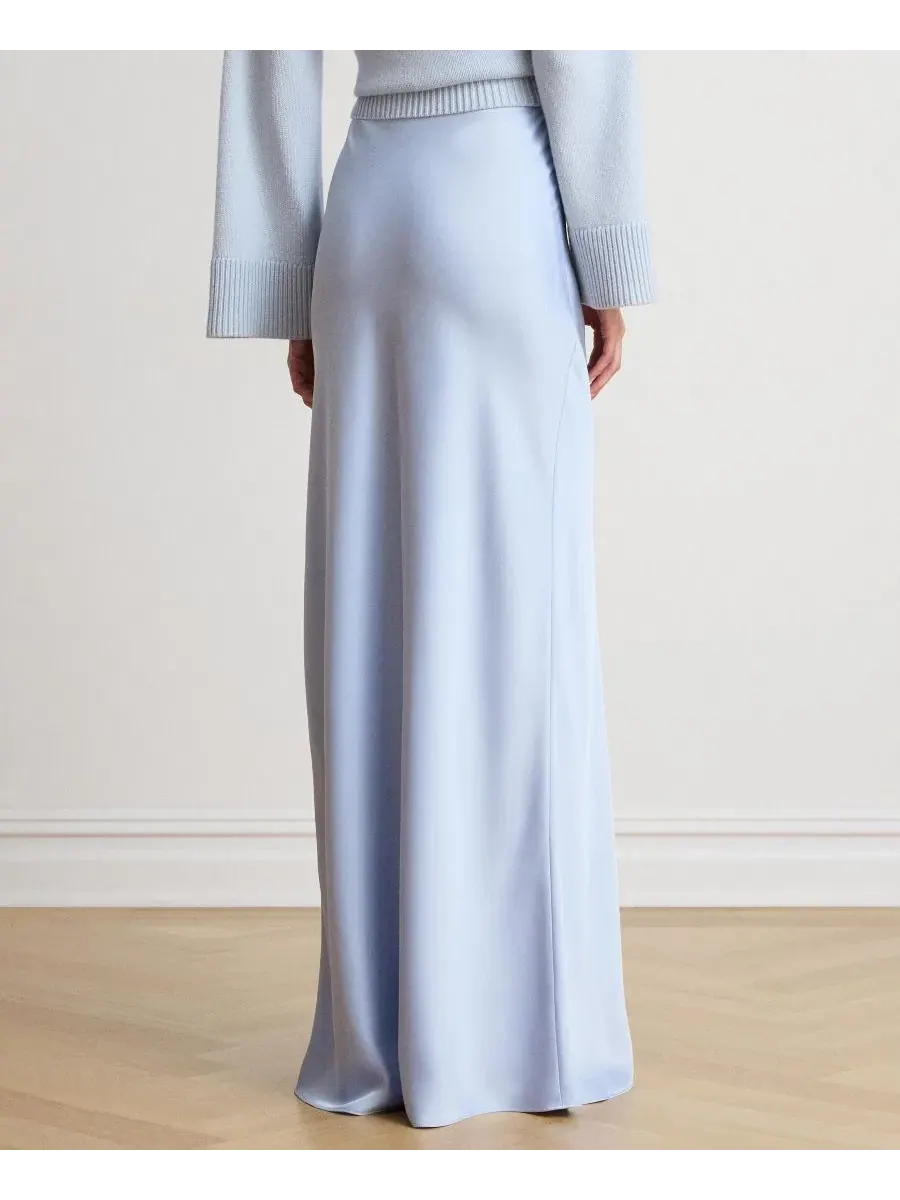 Юбка-макси из атласа A-силуэта Lauren Ralph Lauren — изображение 5 из 7, синий