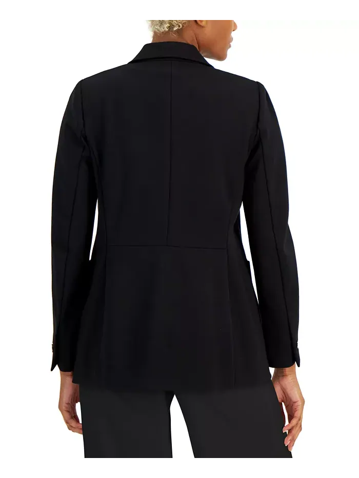 Женский двубортный жакет из искусственной кожи Anne Klein — изображение 2 из 4, черный