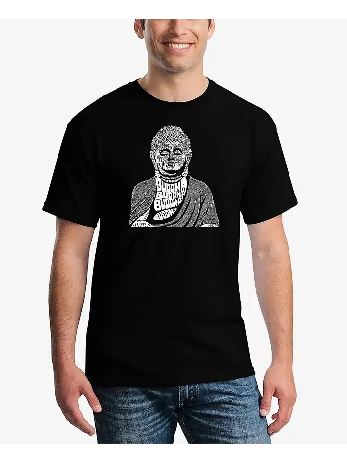 Мужская футболка с коротким рукавом Buddha Word Art LA Pop Art — изображение 1 из 3, черный