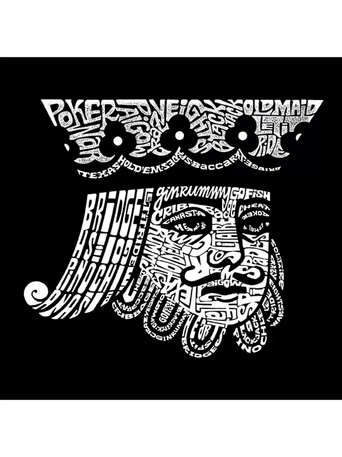 Мужская футболка с принтом Word Art с длинным рукавом - King of Spades LA Pop Art — изображение 2 из 2, черный