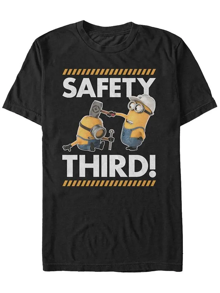 Мужская футболка с короткими рукавами Minions Safety Third Fifth Sun — изображение 1 из 1, черный