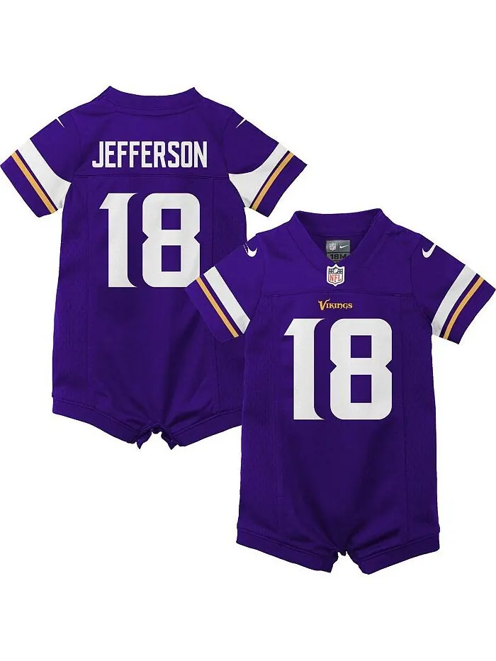 Фиолетовый трикотажный комбинезон Justin Jefferson Minnesota Vikings Game для новорожденных Nike — изображение 1 из 3