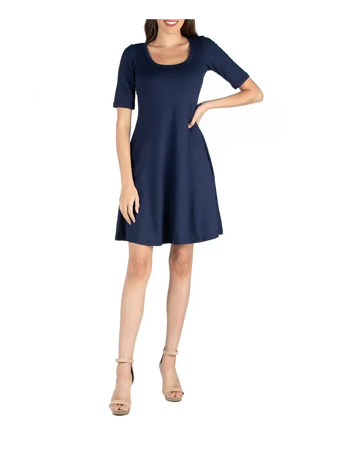 Женское платье трапеция с рукавами три четверти 24seven Comfort Apparel