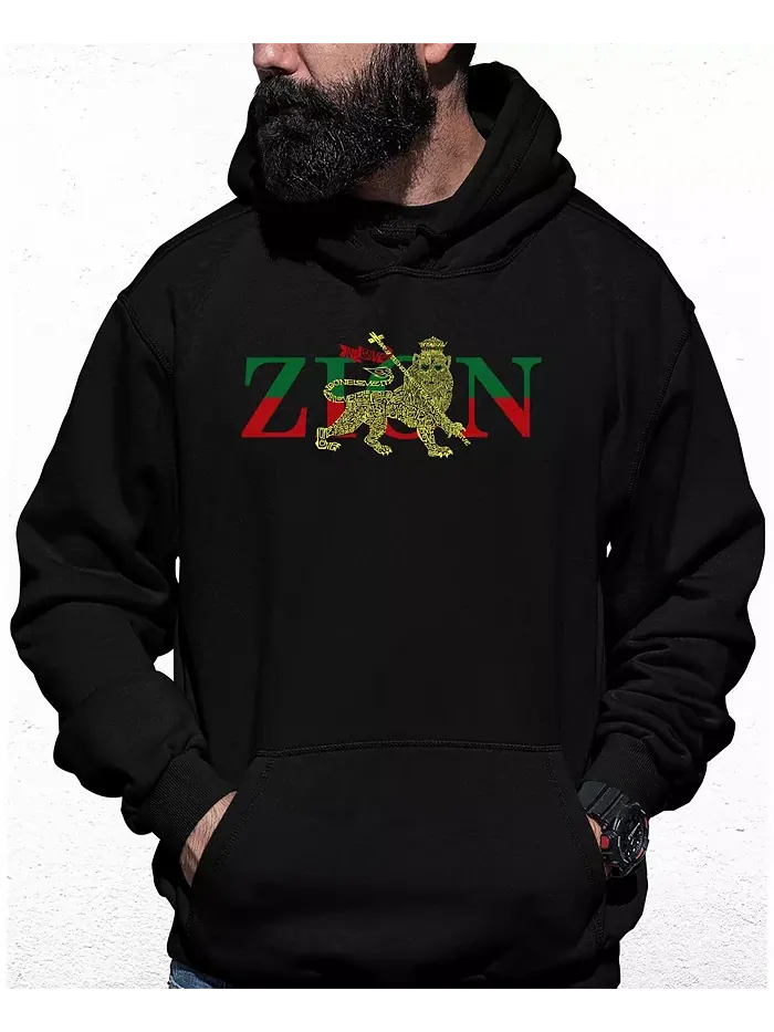 Мужская толстовка с капюшоном Zion - One Love с принтом LA Pop Art — изображение 1 из 1, черный
