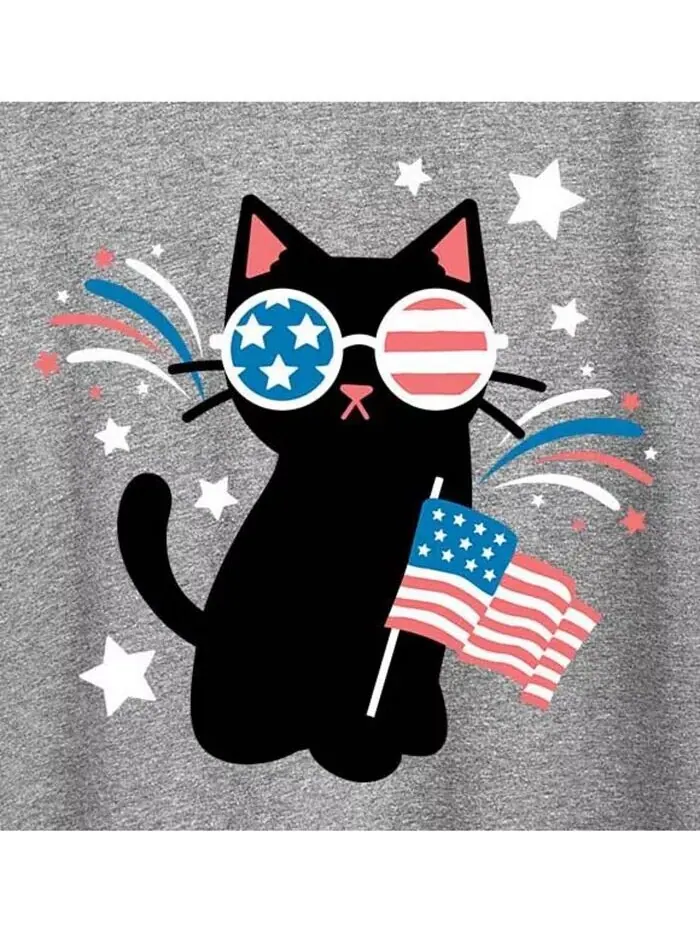 Модная футболка больших размеров с рисунком кота США Hybrid Apparel — изображение 2 из 3, серый