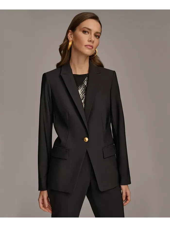 Женский однобортный пиджак с одной пуговицей Donna Karan New York — изображение 1 из 4, черный
