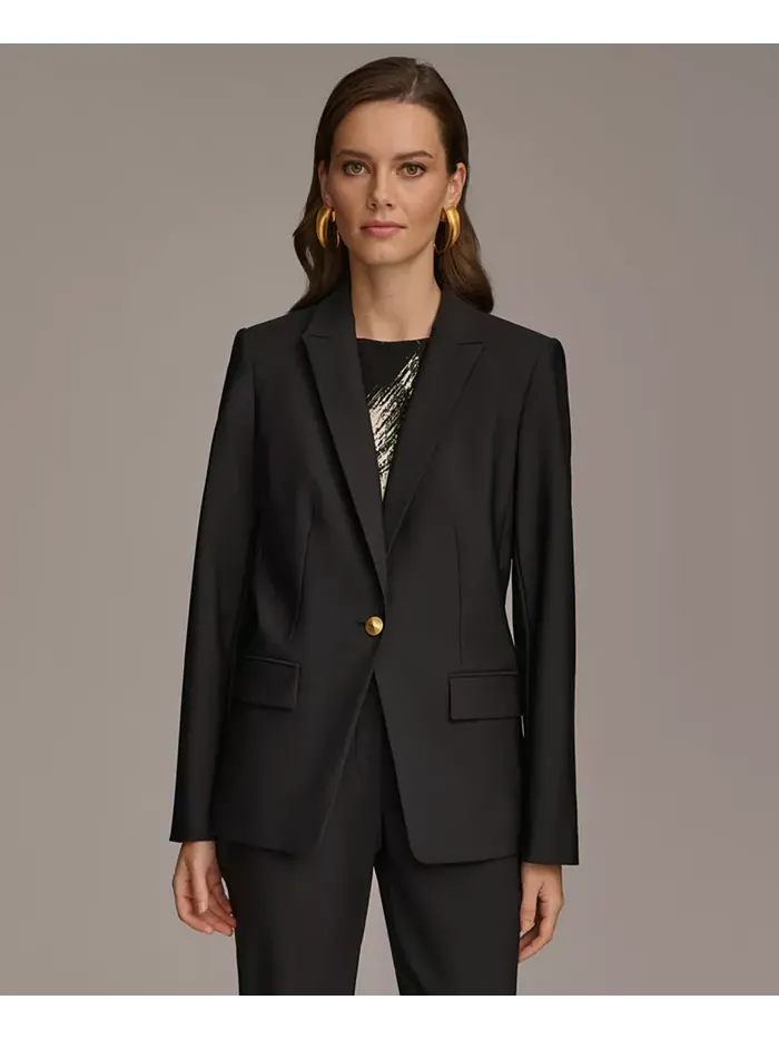 Женский однобортный пиджак с одной пуговицей Donna Karan New York — изображение 2 из 4, черный